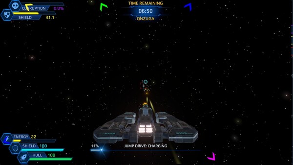 Screenshot of The Cosmogenesis Project: Corruption gameplay showing in-action mechanics