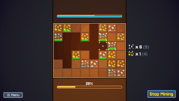Screenshot of Click & Mine gameplay showing in-action mechanics