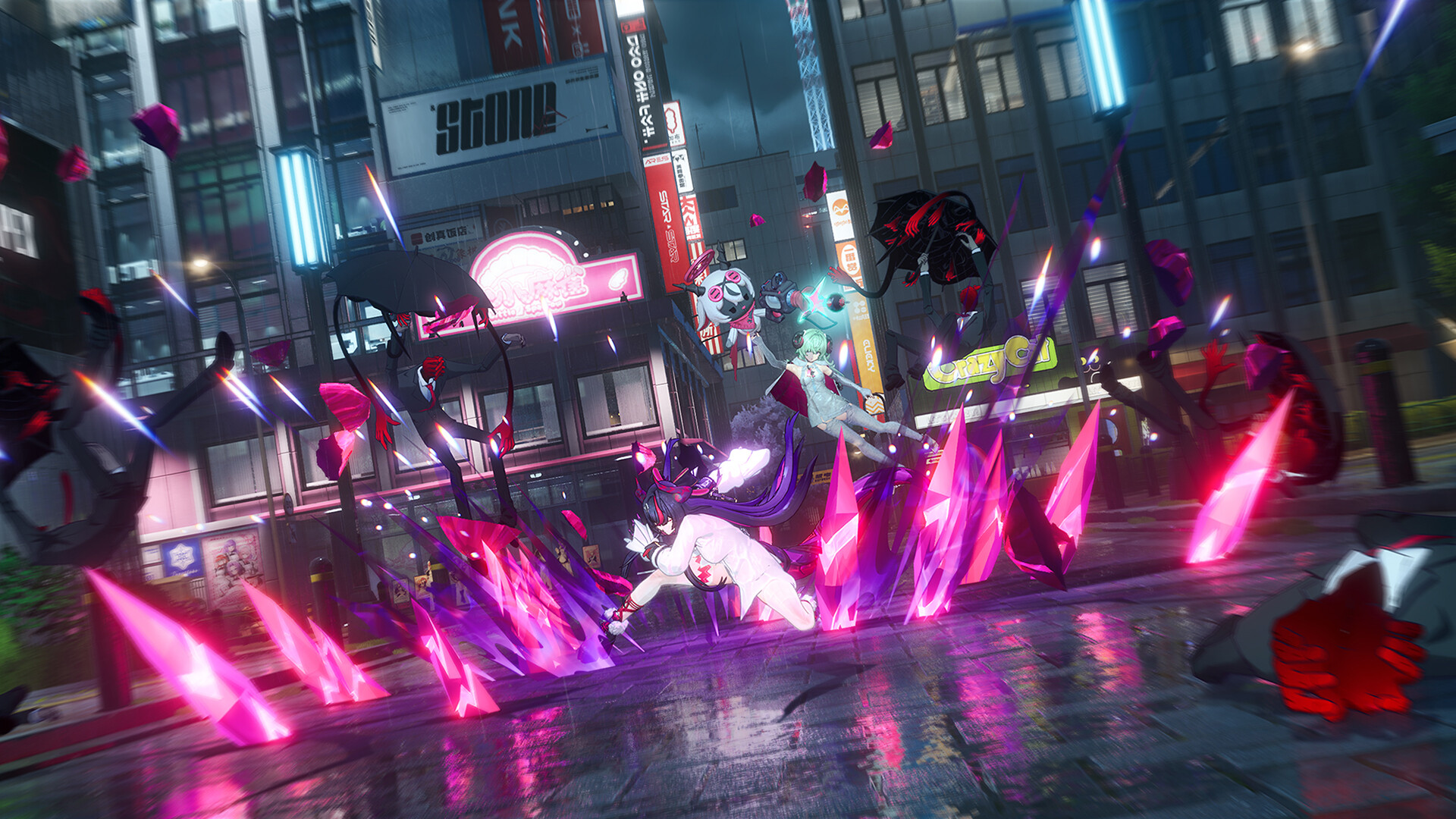 Official Steam screenshot showing NTE vehicle and city traversal