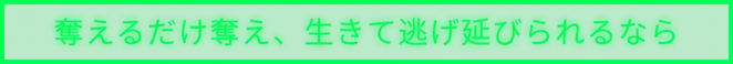 奪えるだけ奪え、生きて逃げ延びられるなら