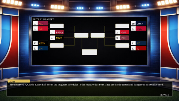 Screenshot of Pure College Football gameplay showing in-action mechanics