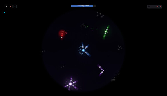Screenshot of ShardSpace gameplay showing in-action mechanics