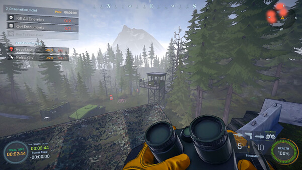 Screenshot of Outpost Liberation gameplay showing in-action mechanics