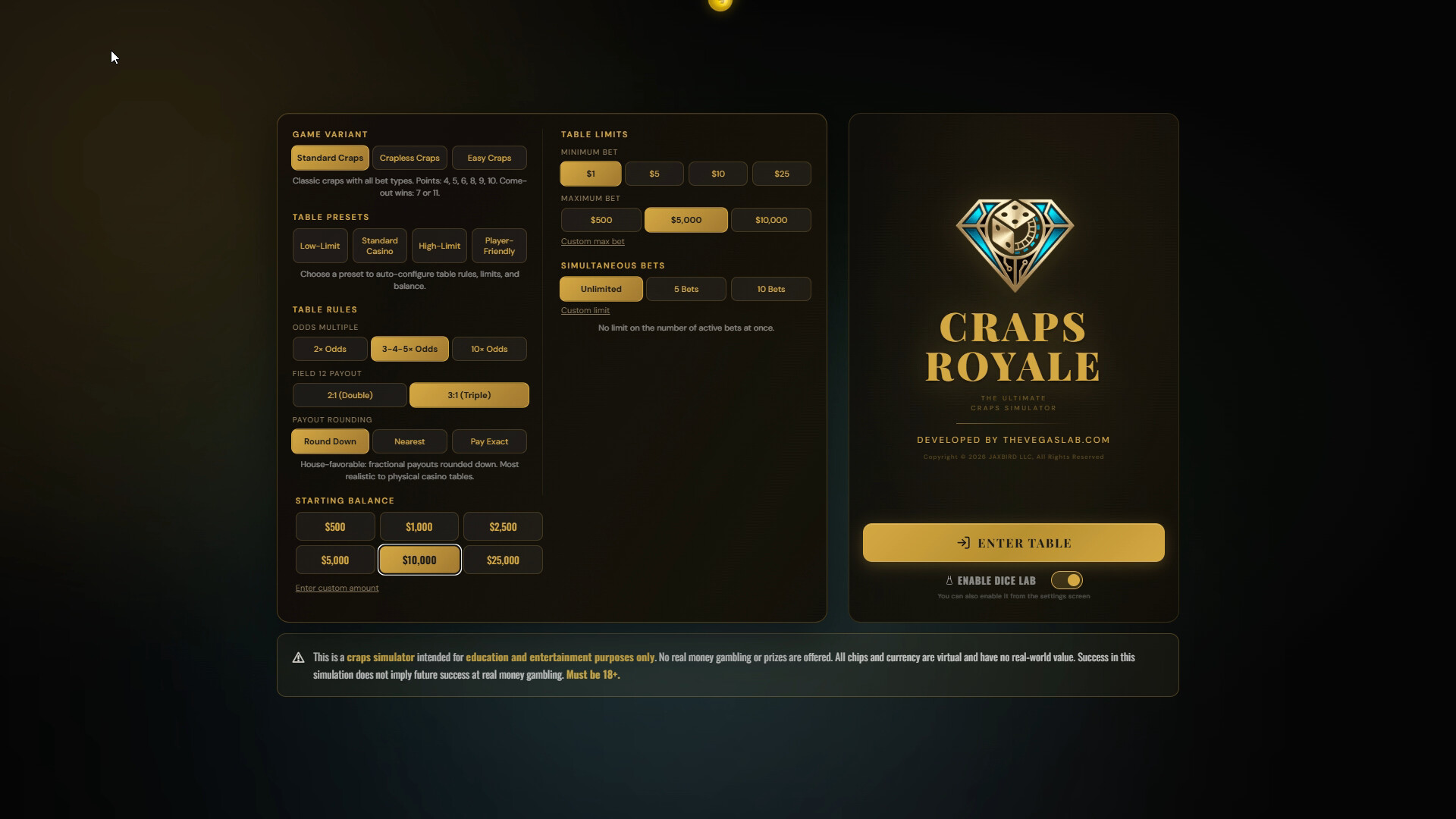 Craps Royale: The Ultimate Craps Simulator screenshot #4