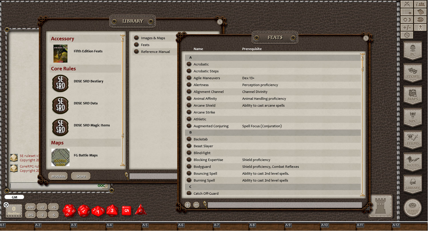 Fantasy Grounds - 5E: Fifth Edition Feats Featured Screenshot #1