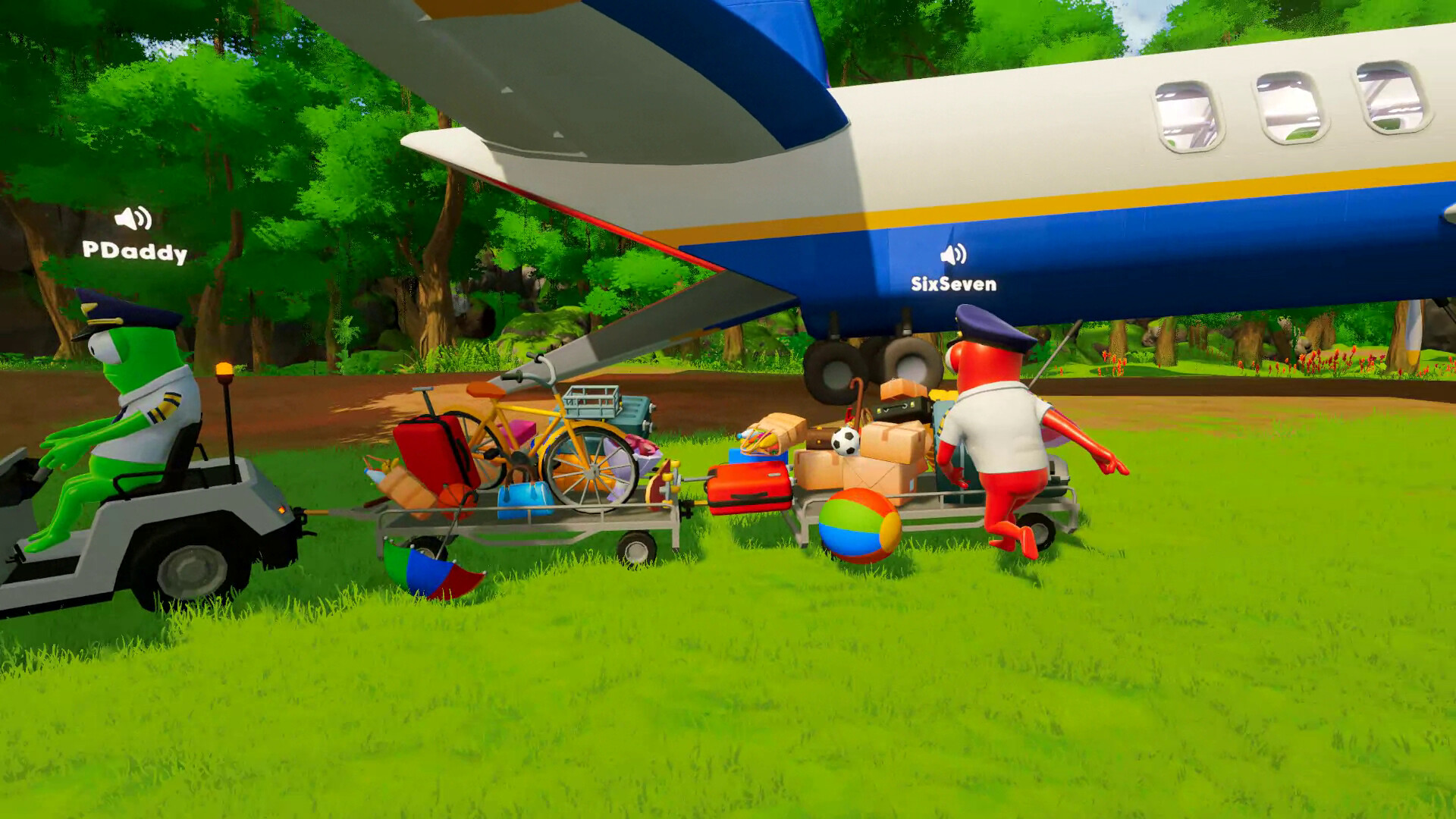 Dear Passengers screenshot: the cargo hold with crates breaking open
