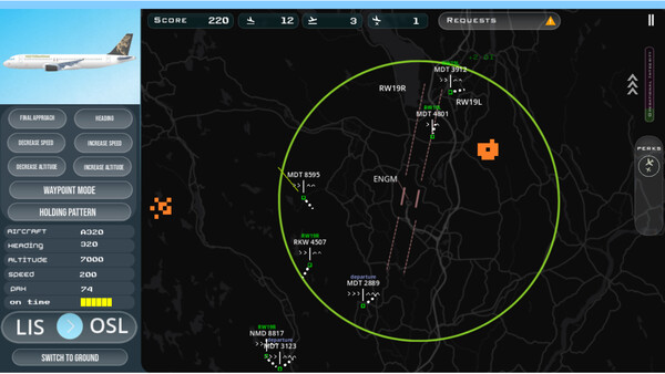 Screenshot of Airspace Master gameplay showing in-action mechanics