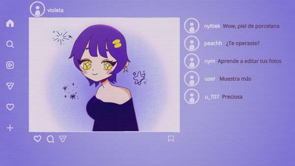 Screenshot of Artificial Violet gameplay showing in-action mechanics