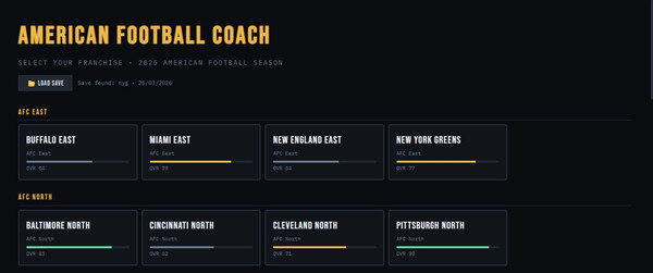 Screenshot of American Football Coach gameplay showing in-action mechanics