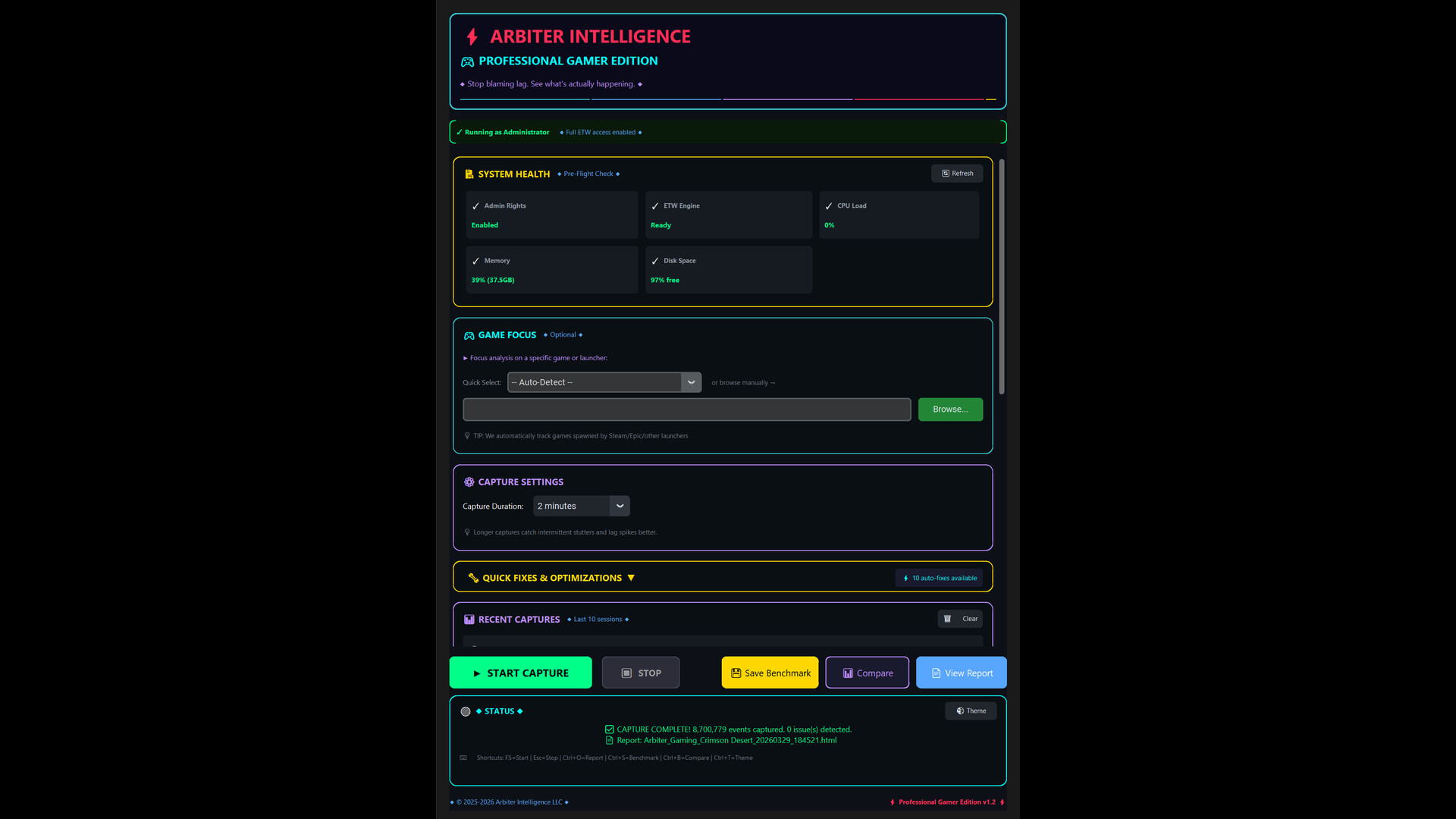 Arbiter Intelligence Professional Gamer Edition screenshot 1
