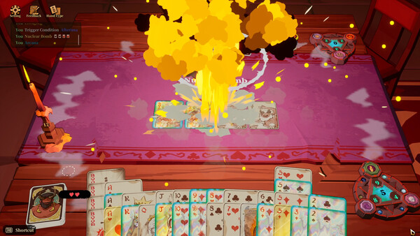 Screenshot of 地狱空荡荡，恶魔在打牌，在打恶魔牌 gameplay showing in-action mechanics