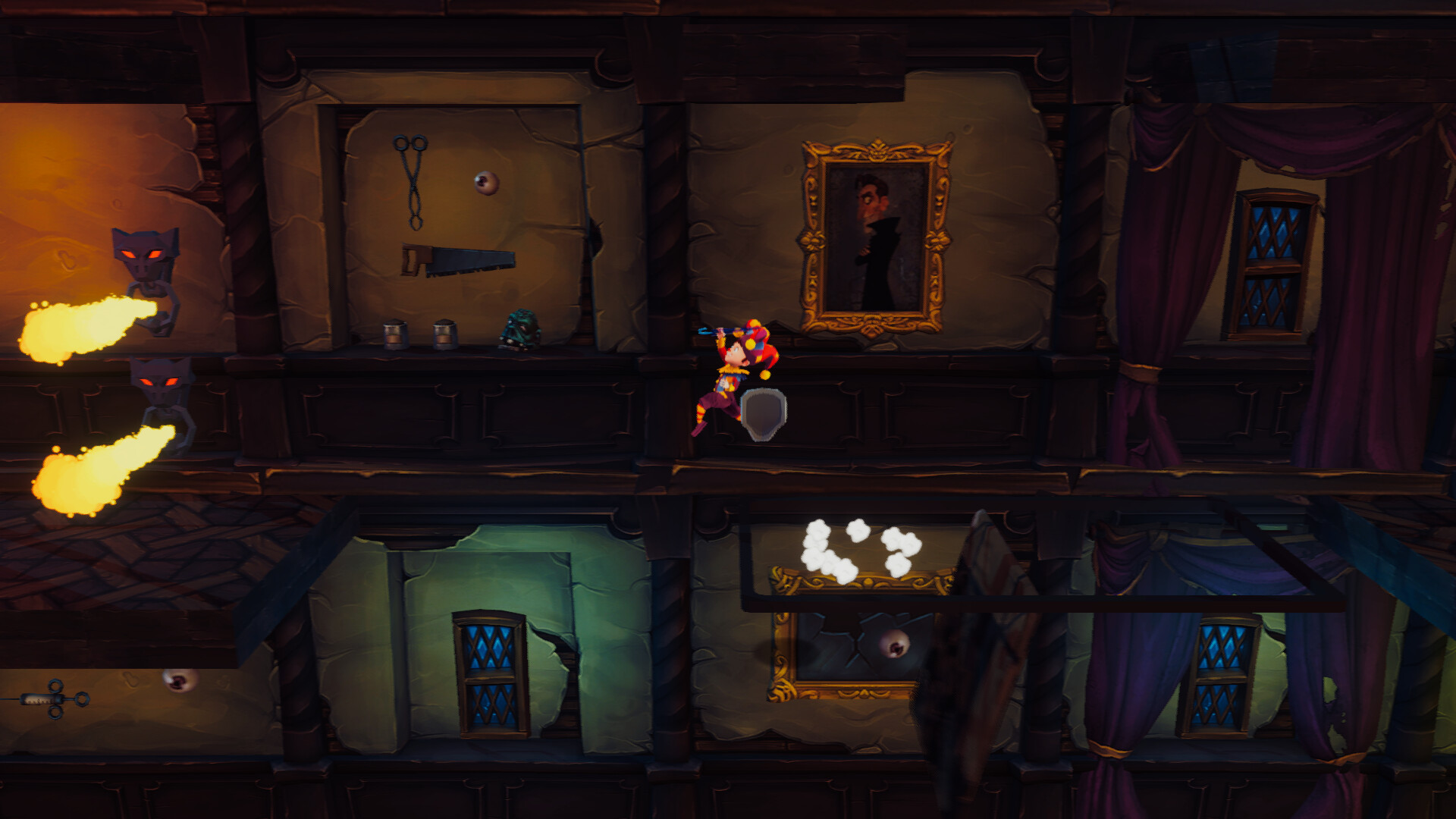 Bobo fighting a theatrical boss with DreamMasks