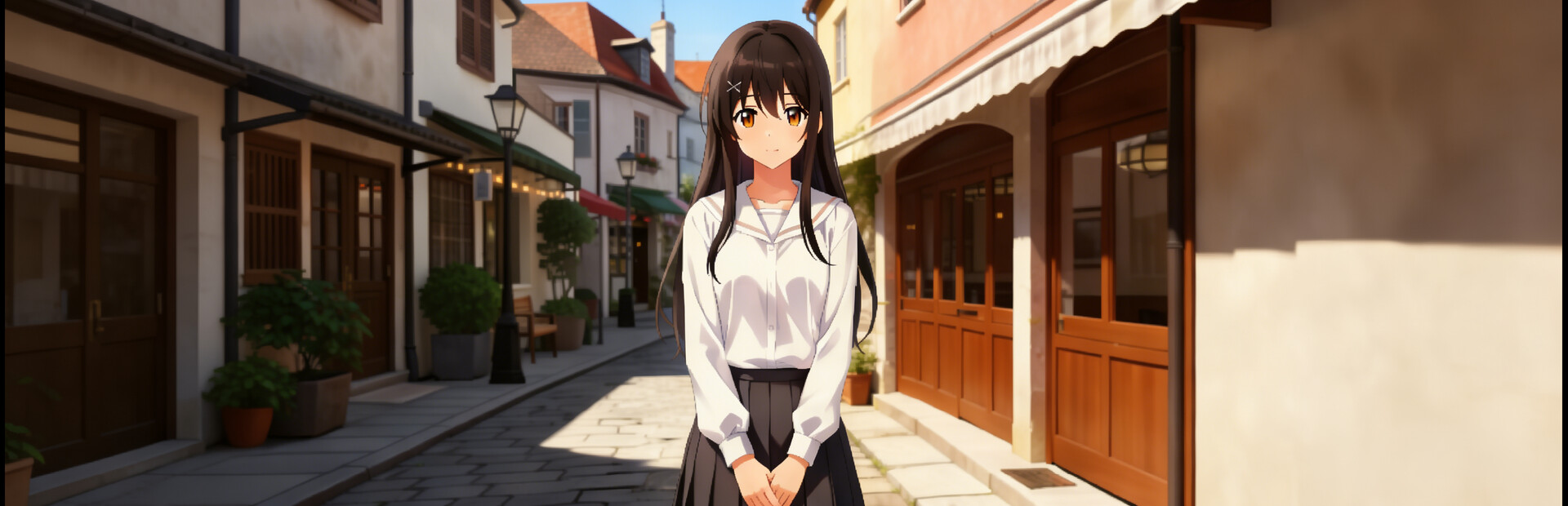 Sunlit Journey: The Town