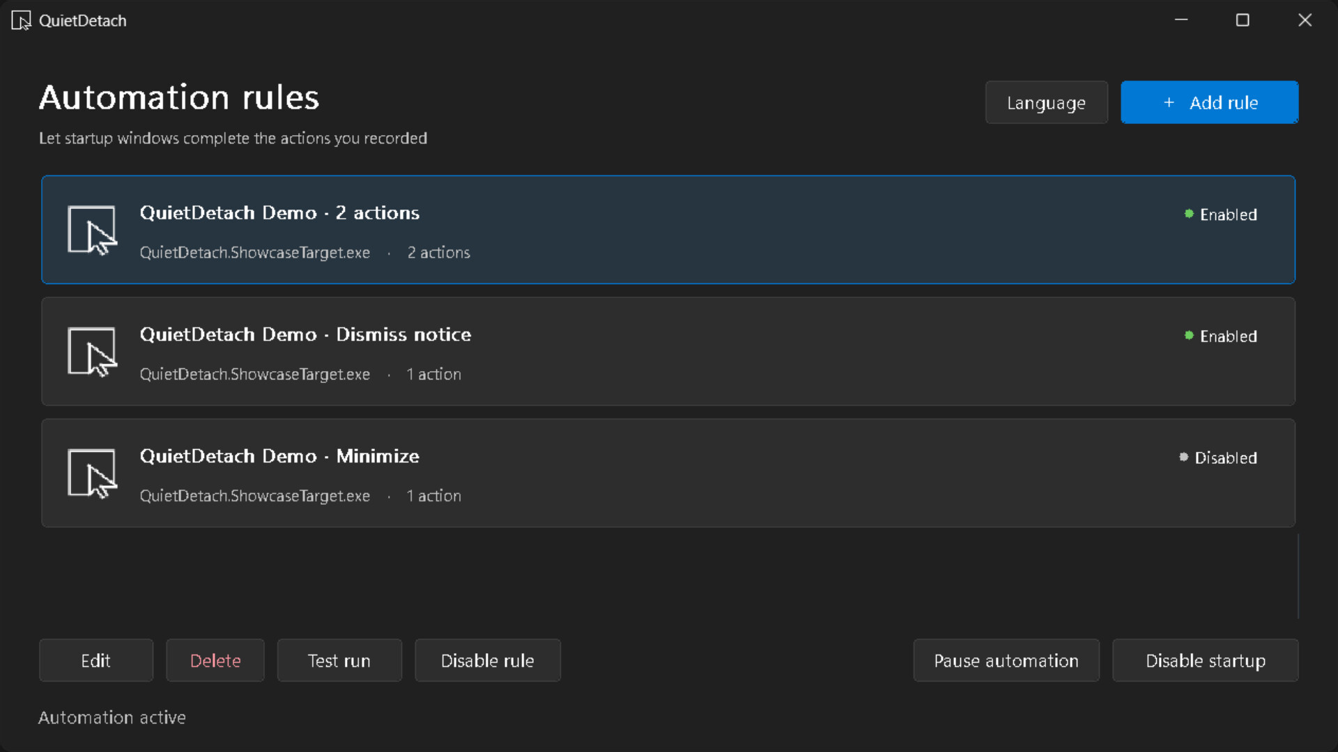 QuietDetach screenshot 2
