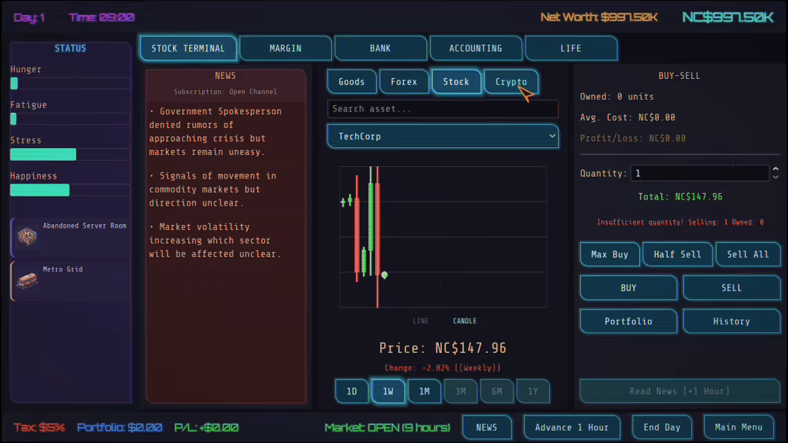 Neo Capitalist - Stock Market Survival Simulator video 1
