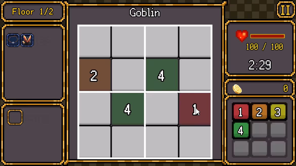 SudoCrawler : Sudoku + Roguelike video 1