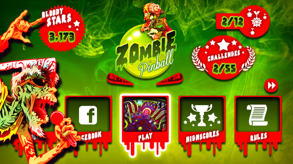 Screenshot of Zombie Pinball gameplay showing in-action mechanics