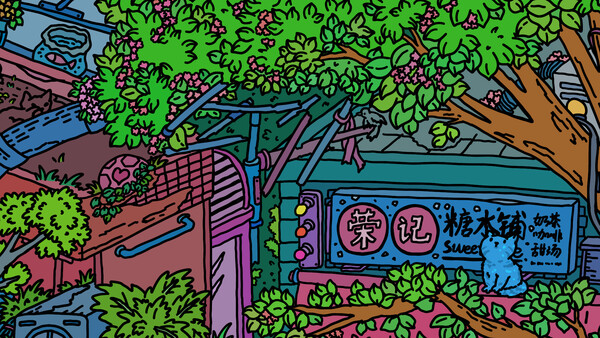 Screenshot of Finding Cats In Green Street gameplay showing in-action mechanics