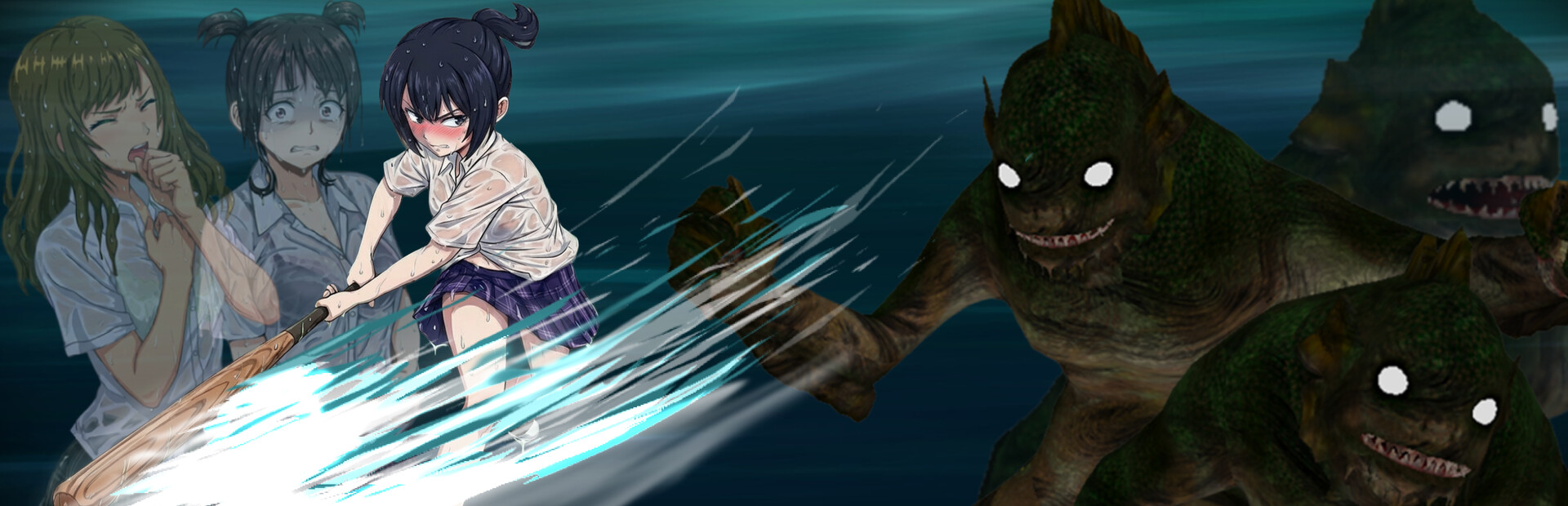 Schoolgirl vs Fishman