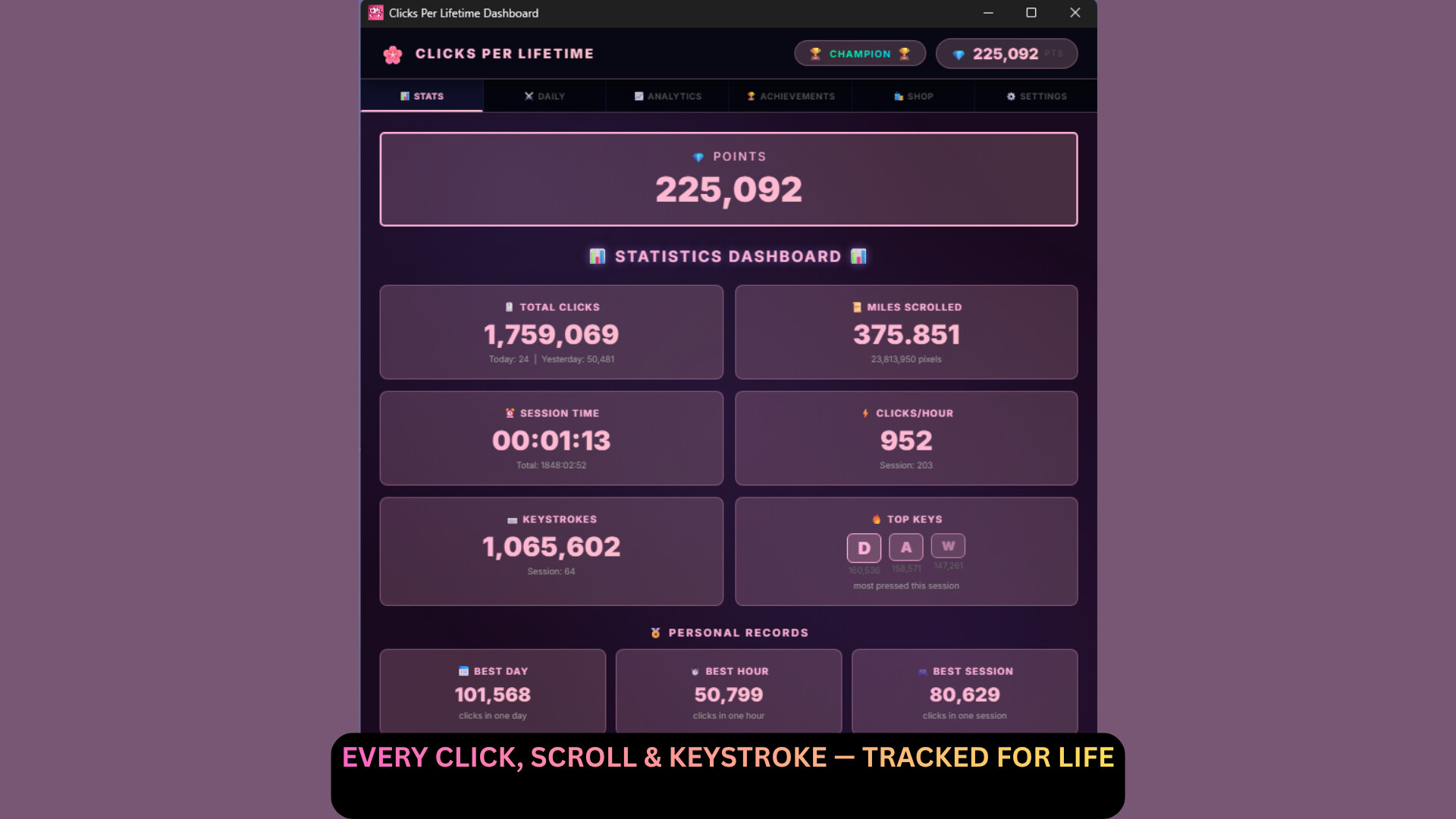 Clicks Per Lifetime screenshot 1
