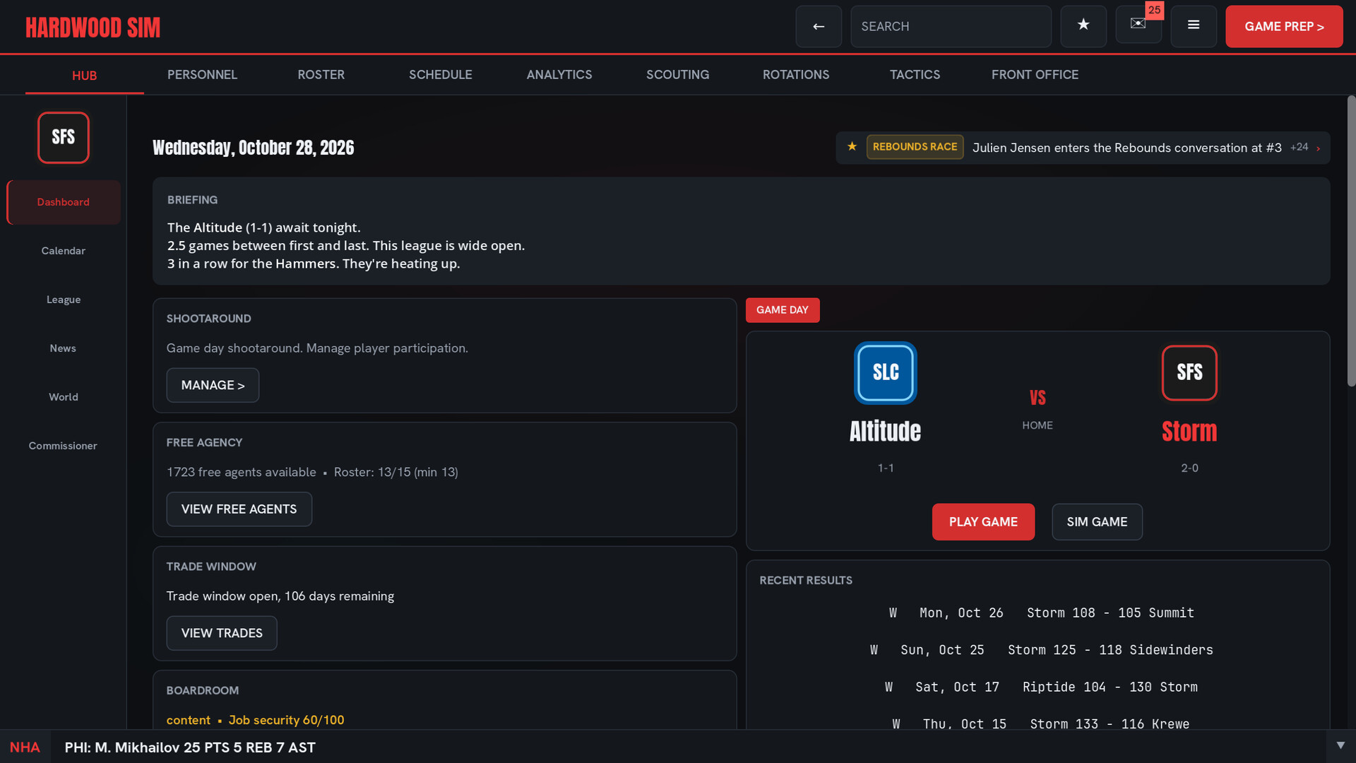 Hardwood Basketball Manager screenshot 1