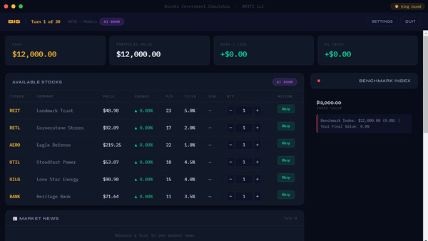 Brooks Investment Simulatorfor windows and Linux 1