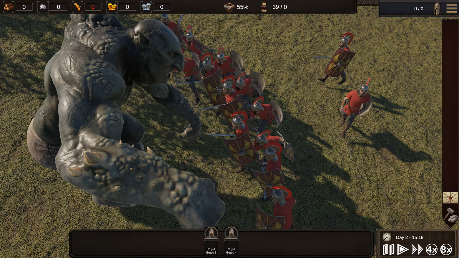Your Roman legions stand their ground against a Troll. Every soldier fights until his last breath.