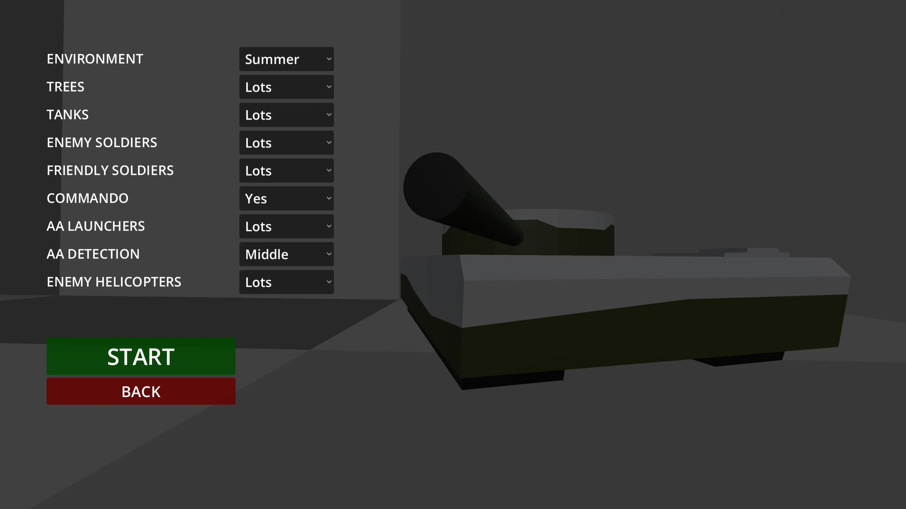 Quick mission loadout options.