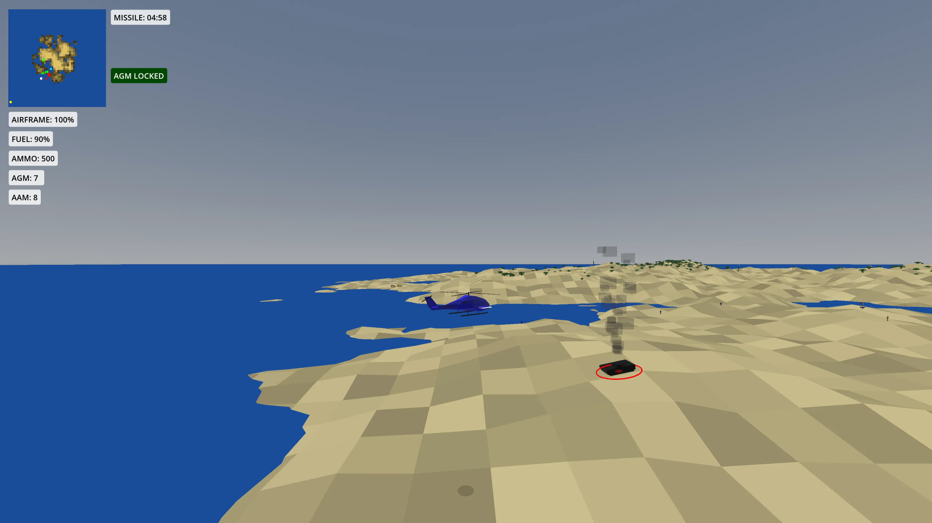 Fixed third-person view at the desert biome.