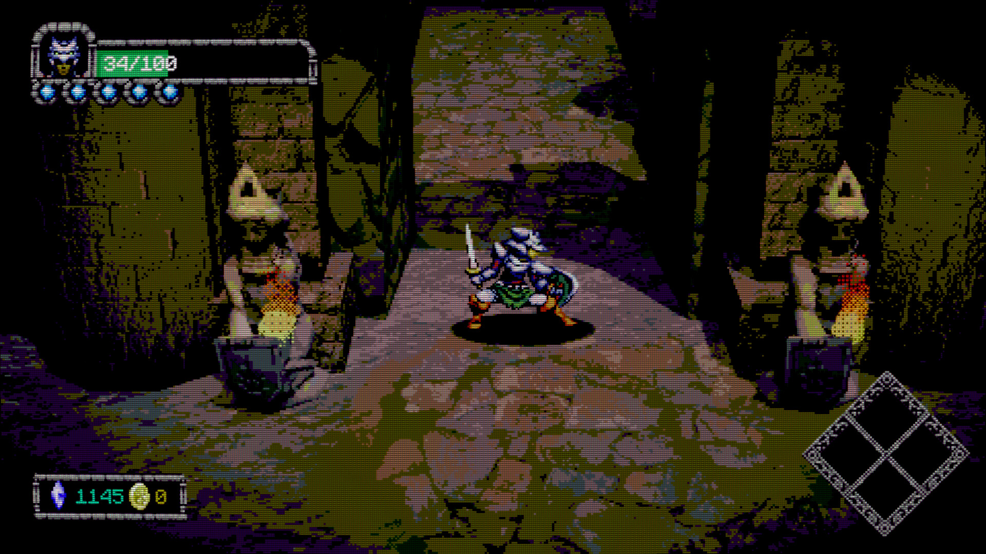 A werewolf enemy closing in during combat