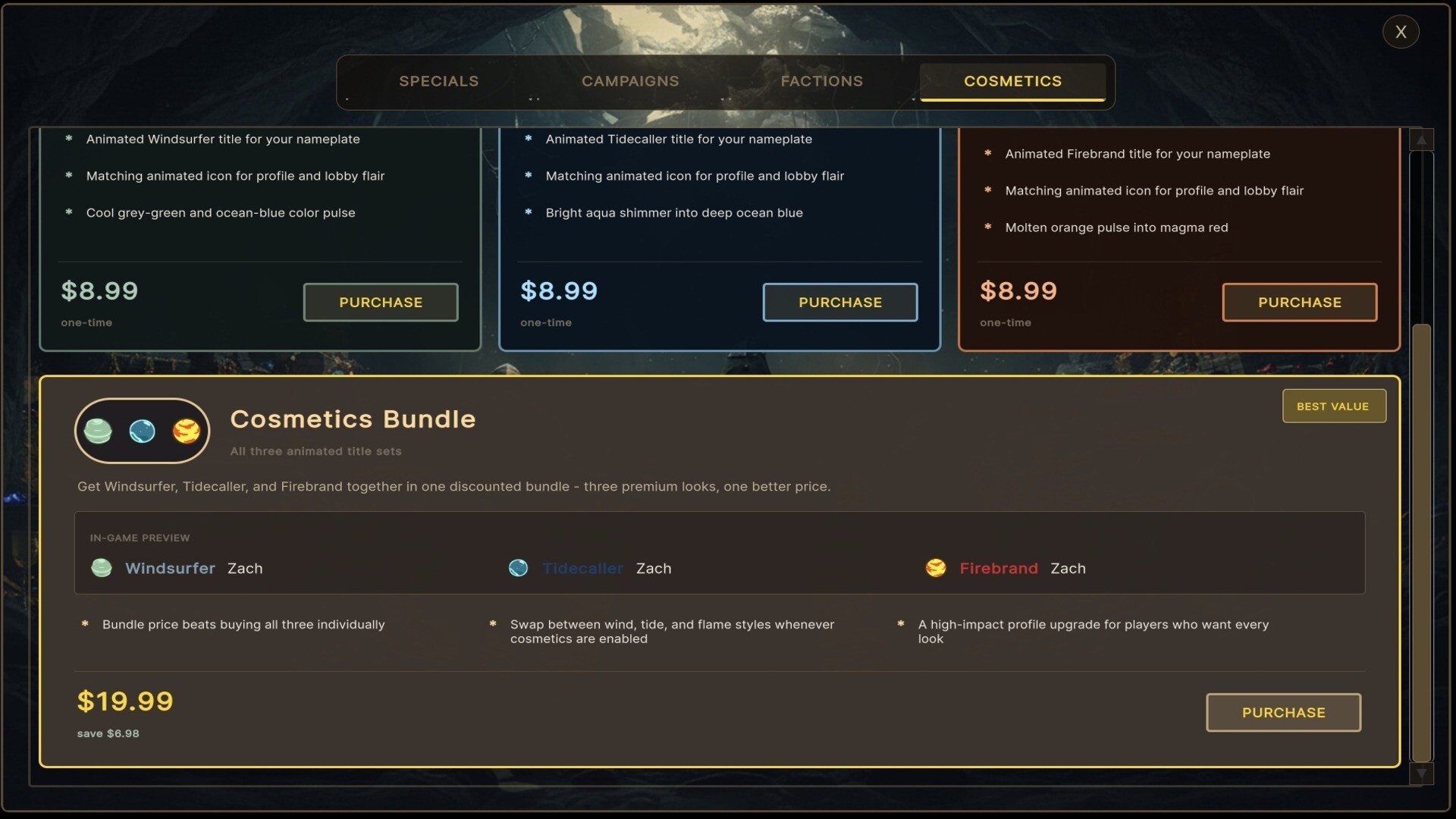 Age of Gods - Cosmetics - Wind, Water, Fire bundle Featured Screenshot #1