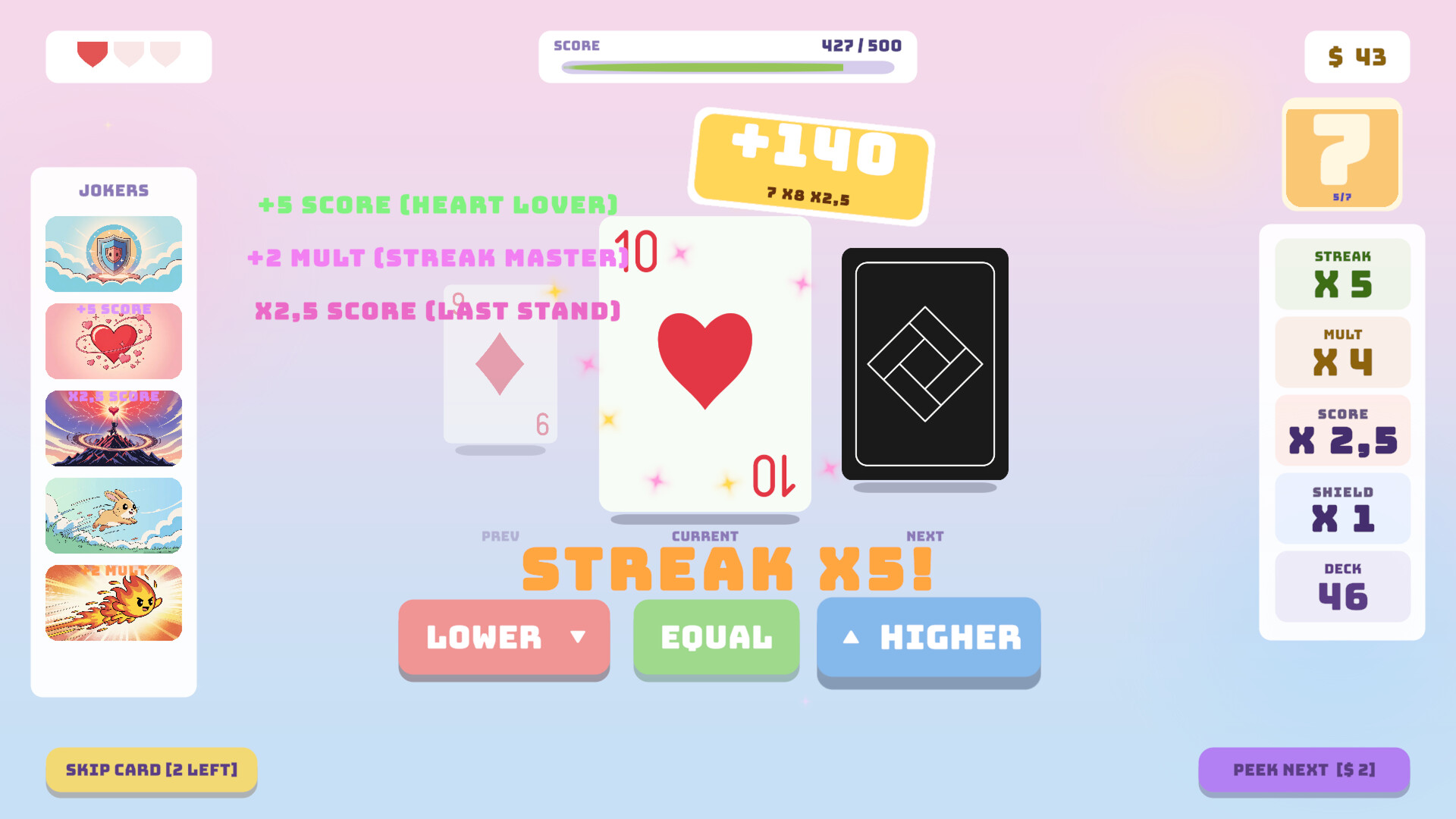 Hi-Lo: Card Roguelike screenshot 1
