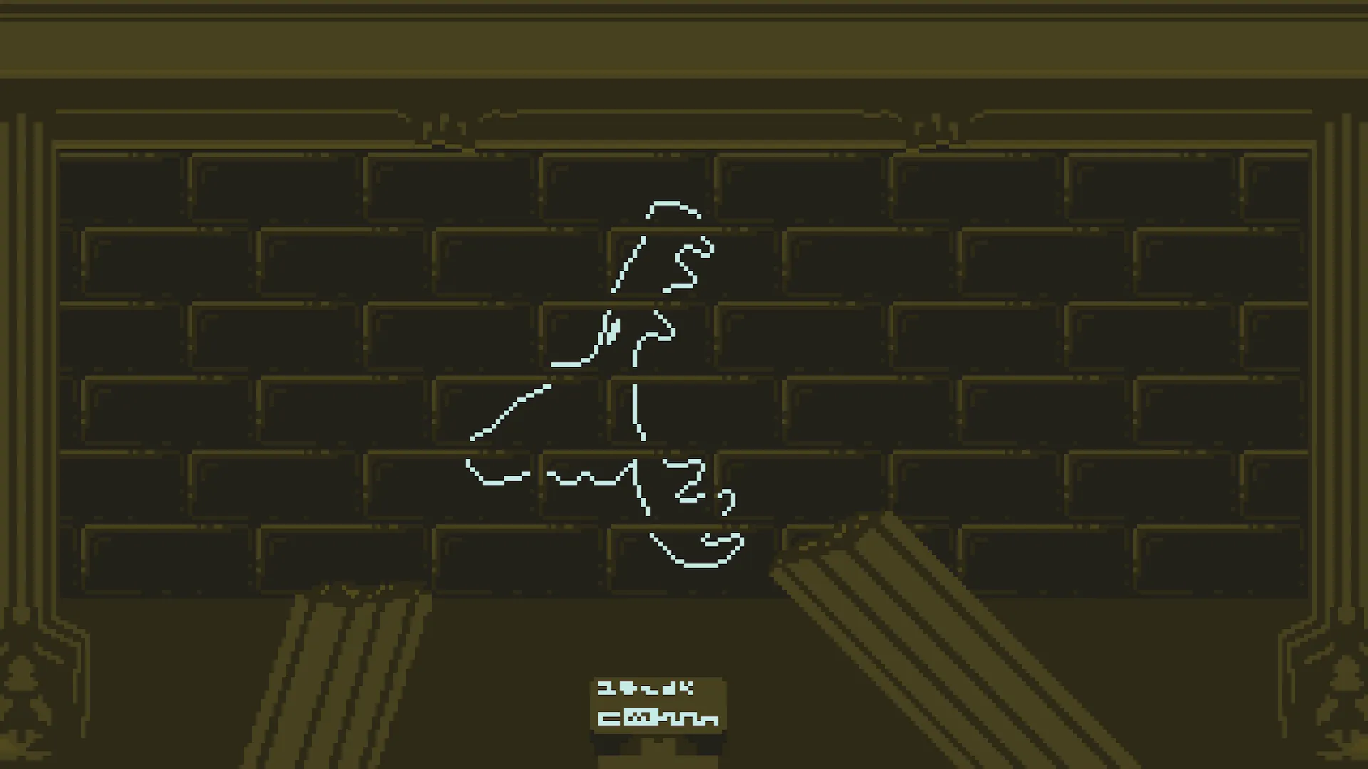 A blue mural on the wall shows the tiny creature opening its mouth.