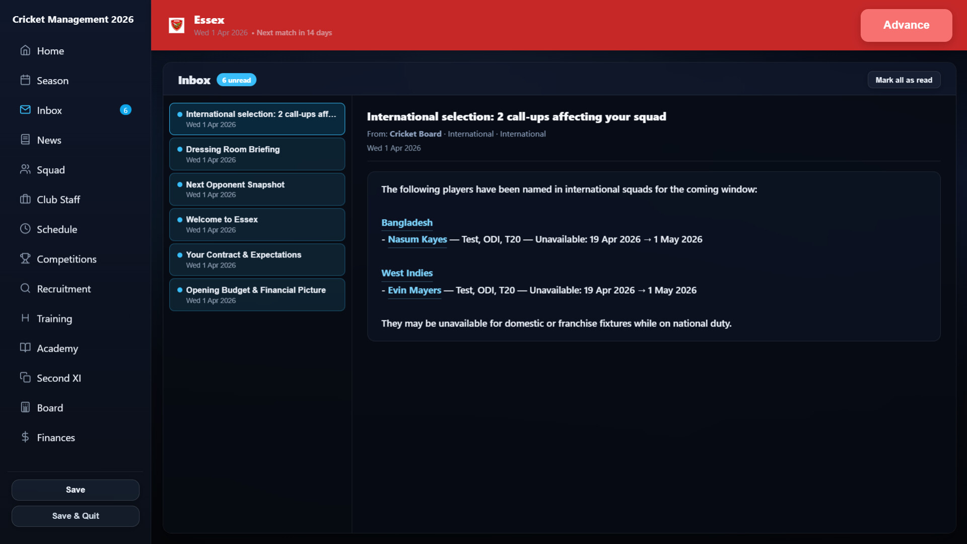 Cricket Management 26 screenshot #5