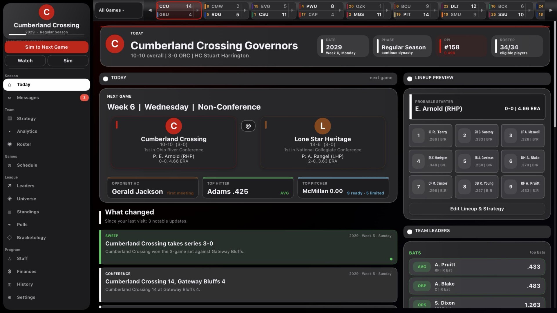 Road to Omaha: College Baseball Dynasty screenshot 1
