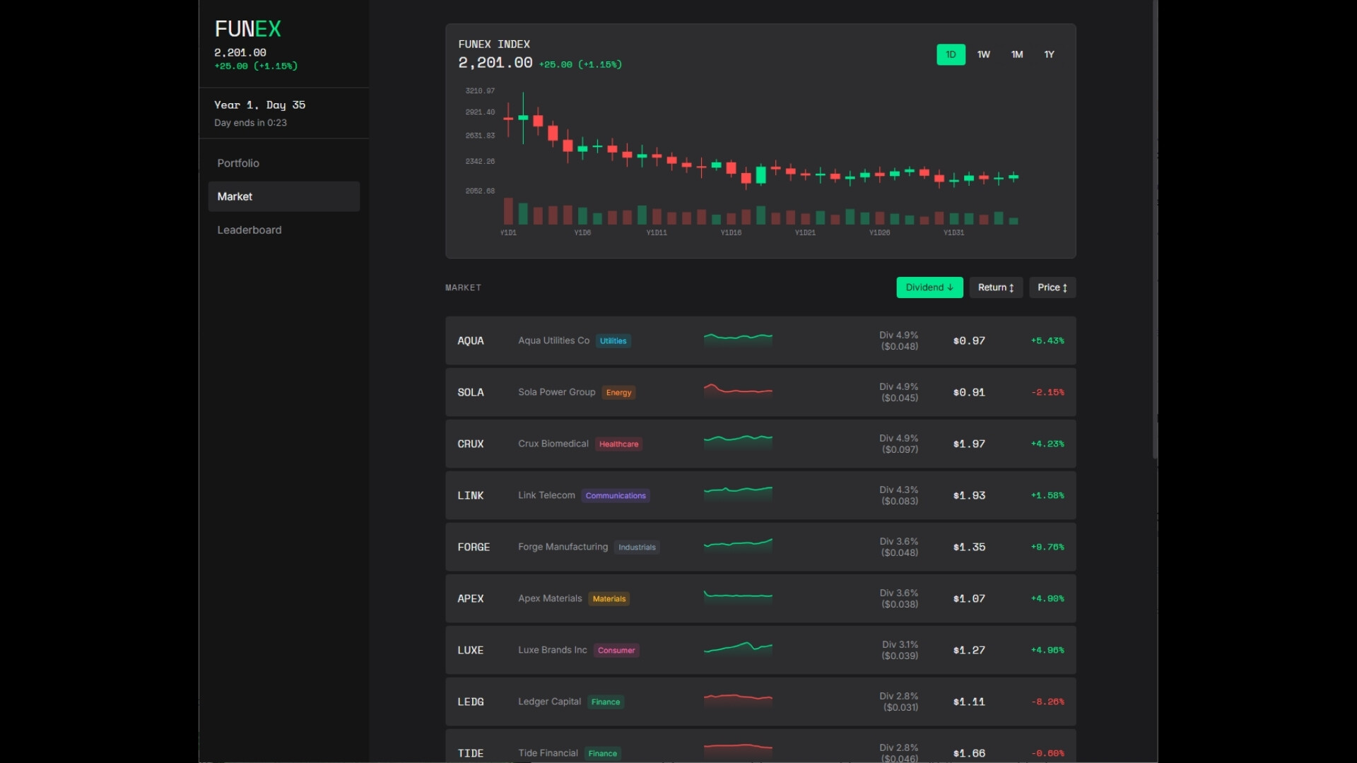 FUNEX: Stock Market Simulator screenshot