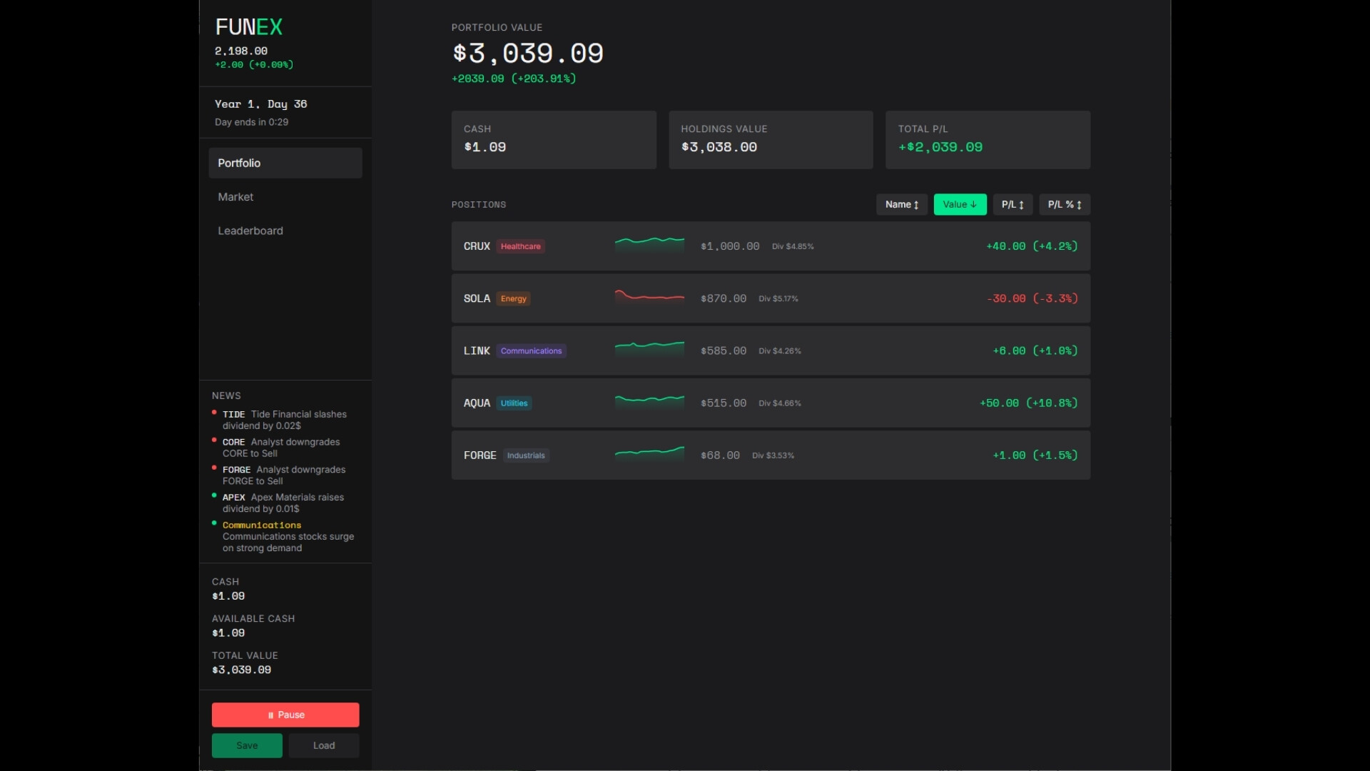 FUNEX: Stock Market Simulator screenshot 2