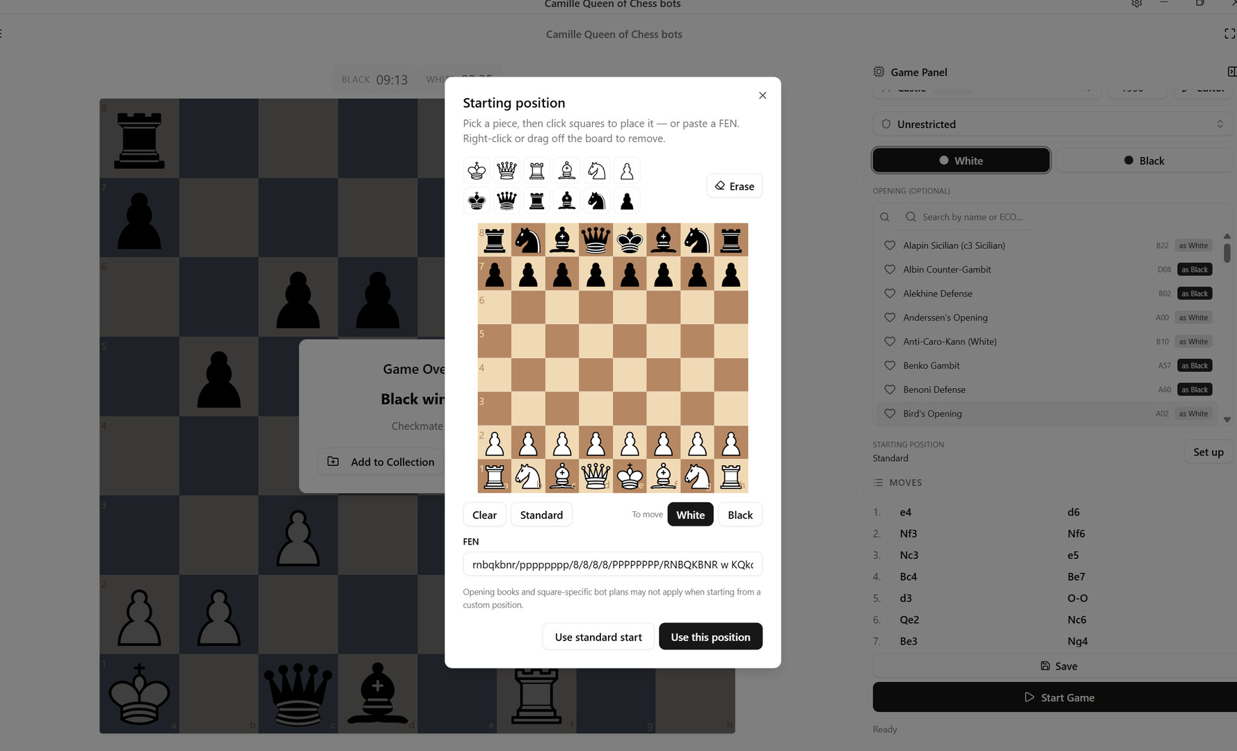 Camille Queen of Chess bots screenshot #6