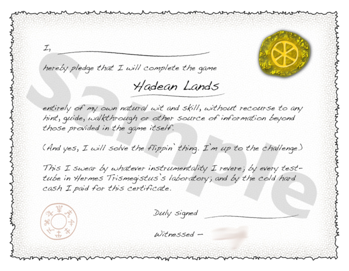 Hadean Lands - Solo Adventurer Pledge Certificate Featured Screenshot #1