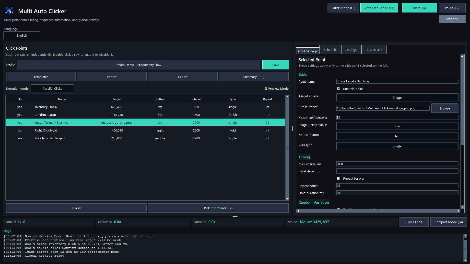 Multi Auto Clicker screenshot 2
