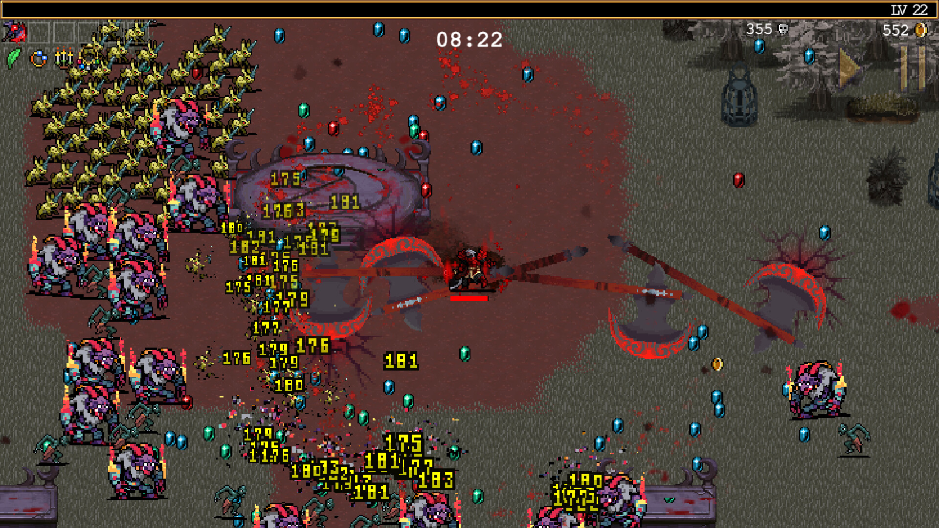 The usual Vampire Survivors endgame: thousands of enemies, unreadable damage numbers, and a screen that has stopped pretending to be legible.