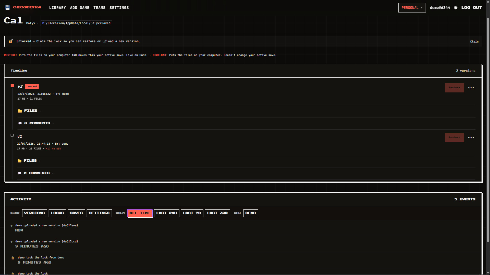 Checkpoint64: Manage your saves between friends screenshot 2