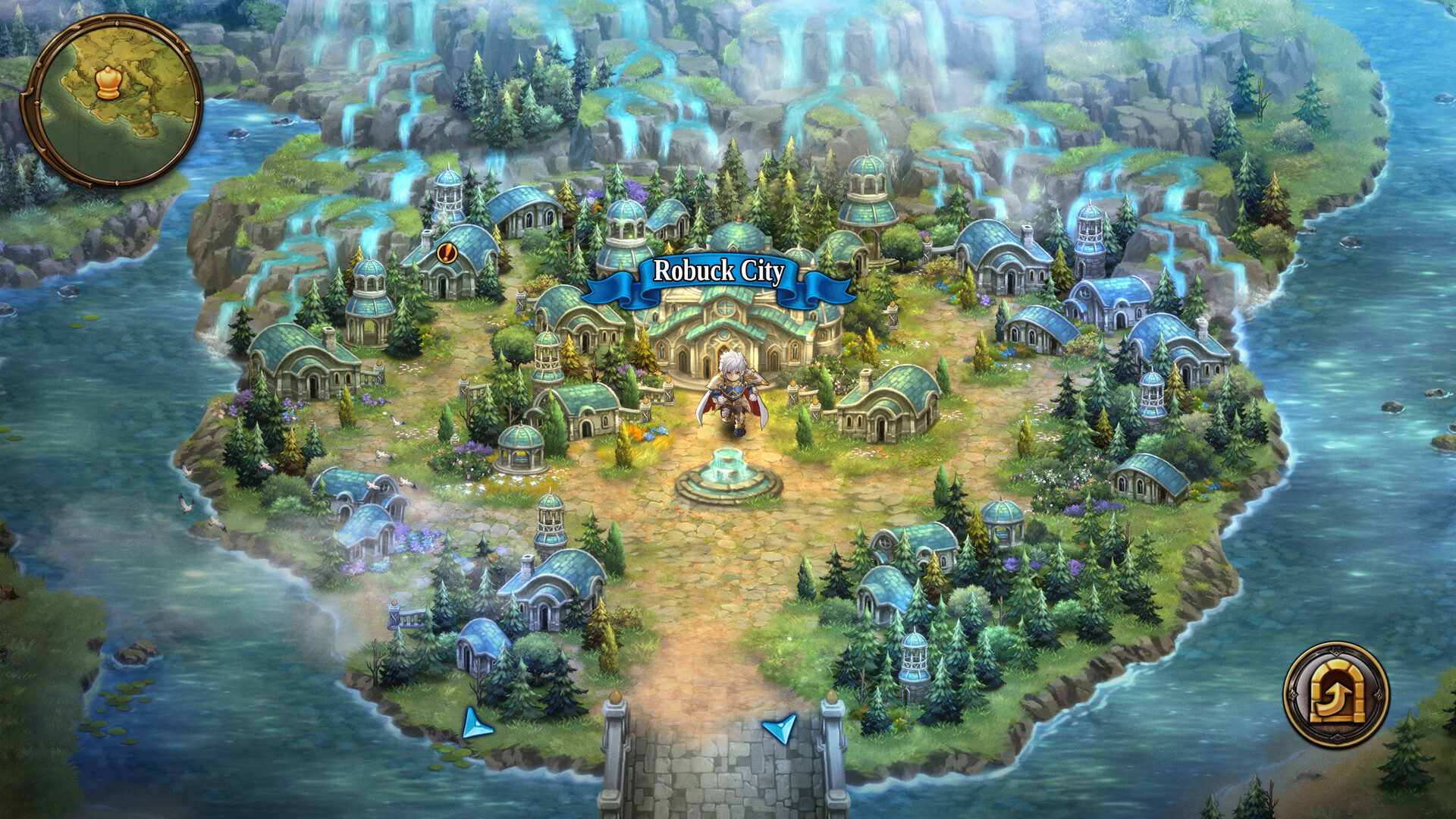 Official Steam screenshot of Langrisser: Sea of Sword showing a battlefield with elevation and destructible structures