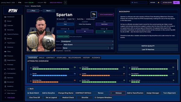Скриншот 1 из игры WBS26 Wrestling Booker Simulator