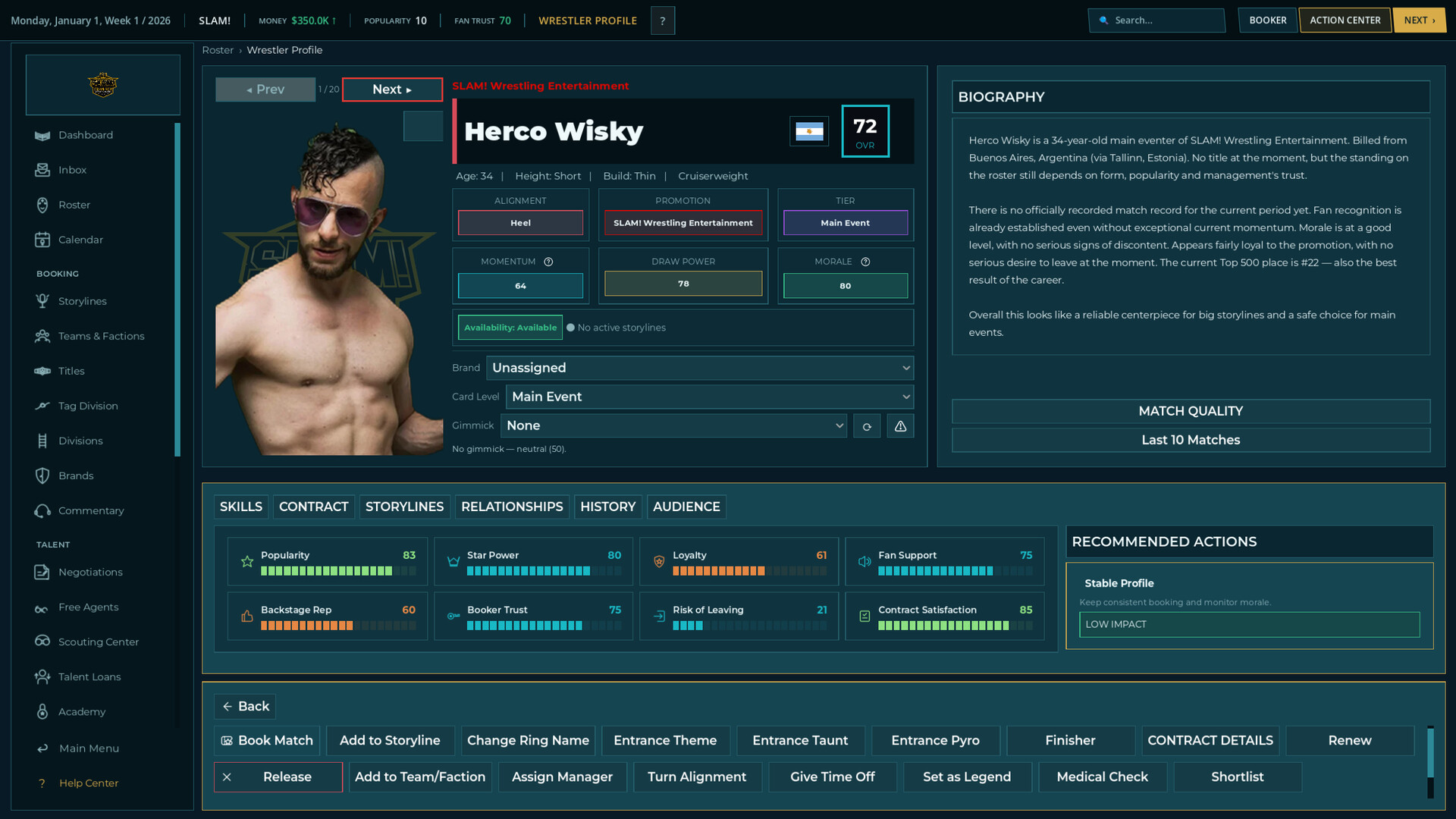 WBS26 Wrestling Booker Simulator screenshot #3