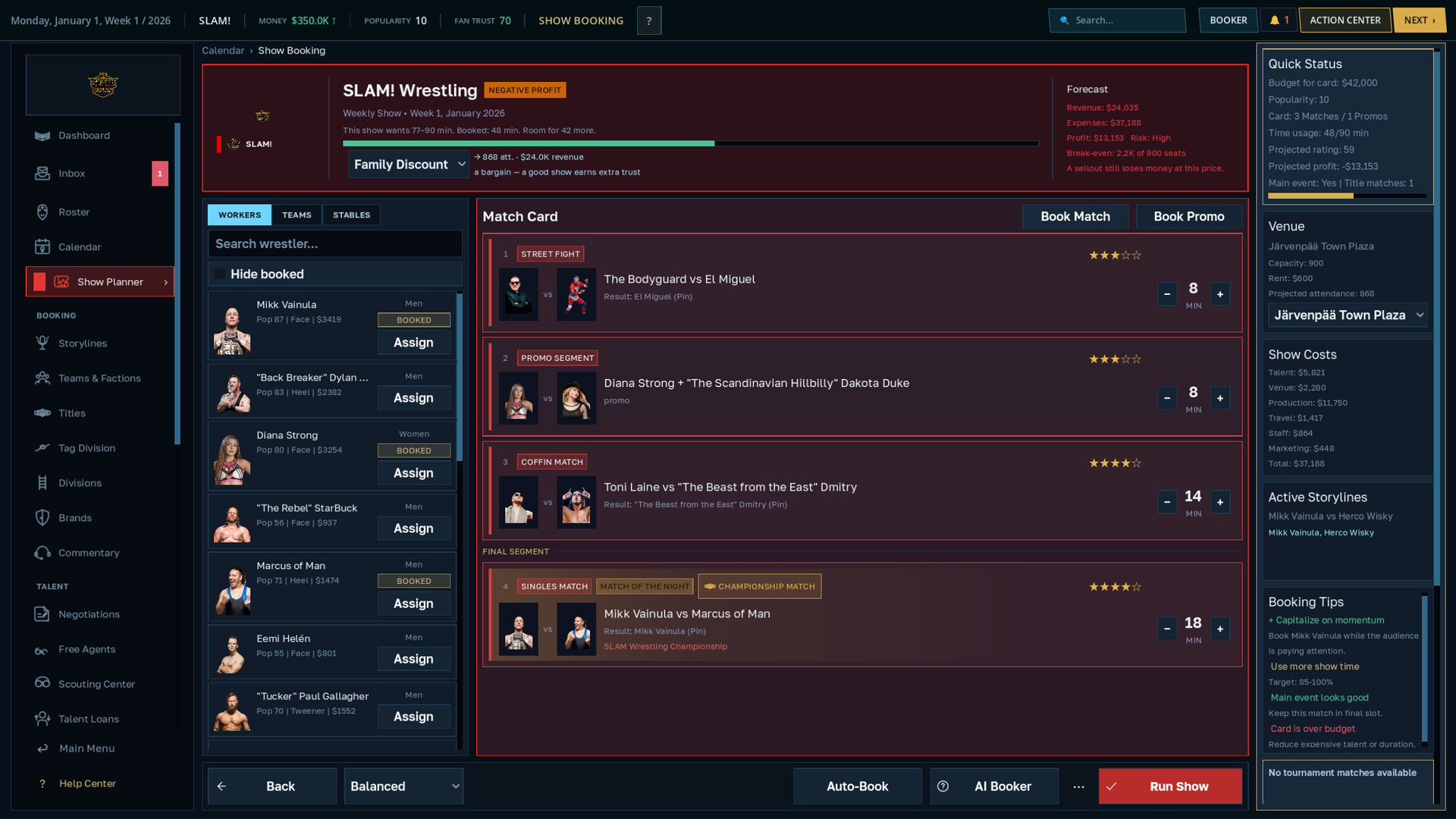 WBS26 Wrestling Booker Simulator screenshot #8