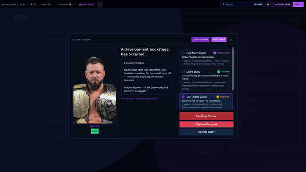 Скриншот 4 из игры WBS26 Wrestling Booker Simulator