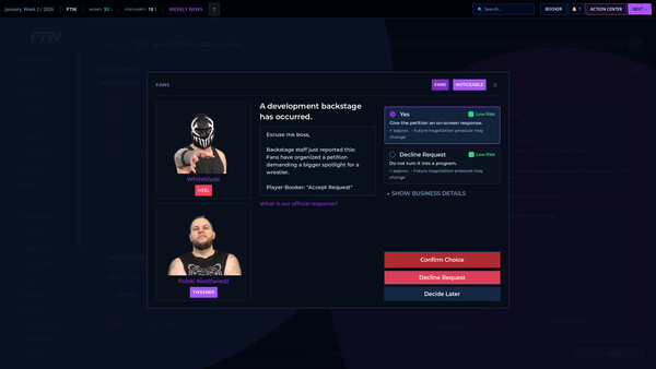 Скриншот 6 из игры WBS26 Wrestling Booker Simulator