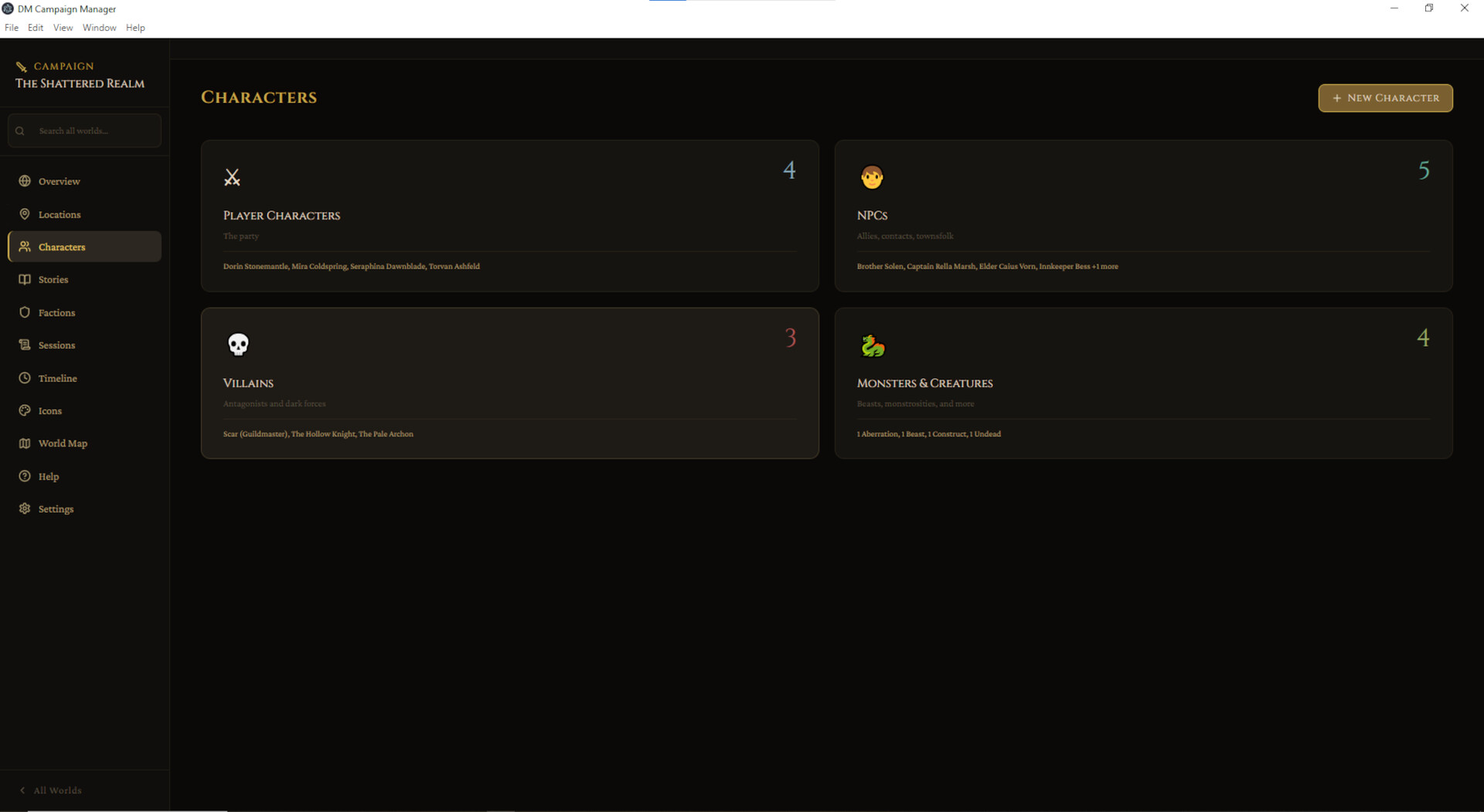 DM Campaign Manager screenshot 1