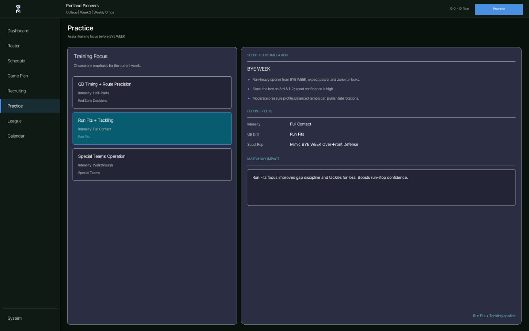Gridiron Manager screenshot